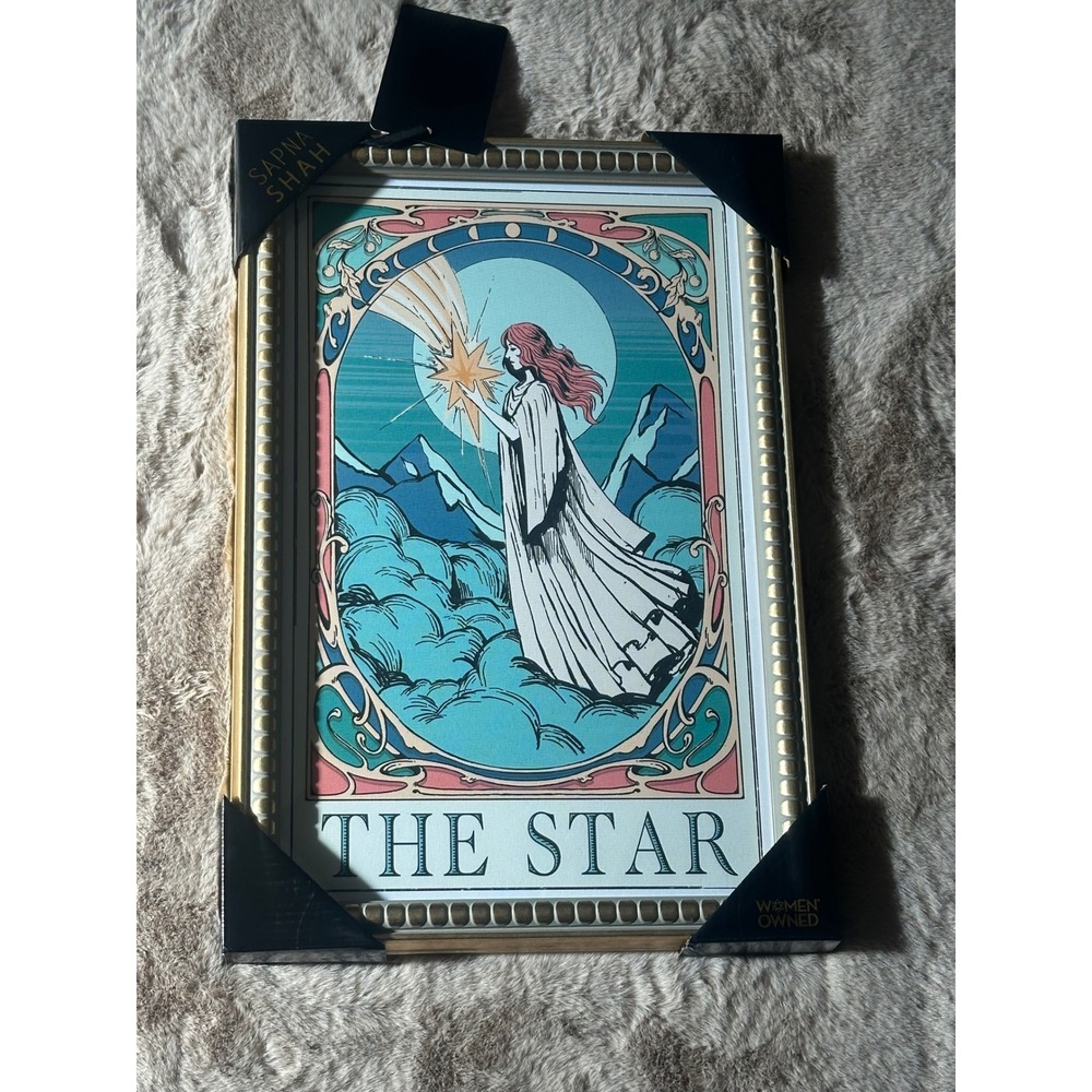 Sapna Shah The‎ Star Tarot Card Framed Canvas Wall Art Gold Frame Art Nouveau